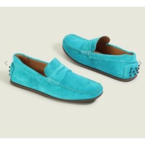 NWT Jack Erwin Decker Cobalto Suede Driving Moc Mens Blue Loafers 8 Blokecore
